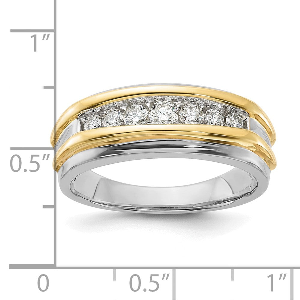 10K Bicolor Herrenring mit 0,5 ct. im Labor gezüchteten Diamanten VS/SI+ G+, Seven-Stone-Design