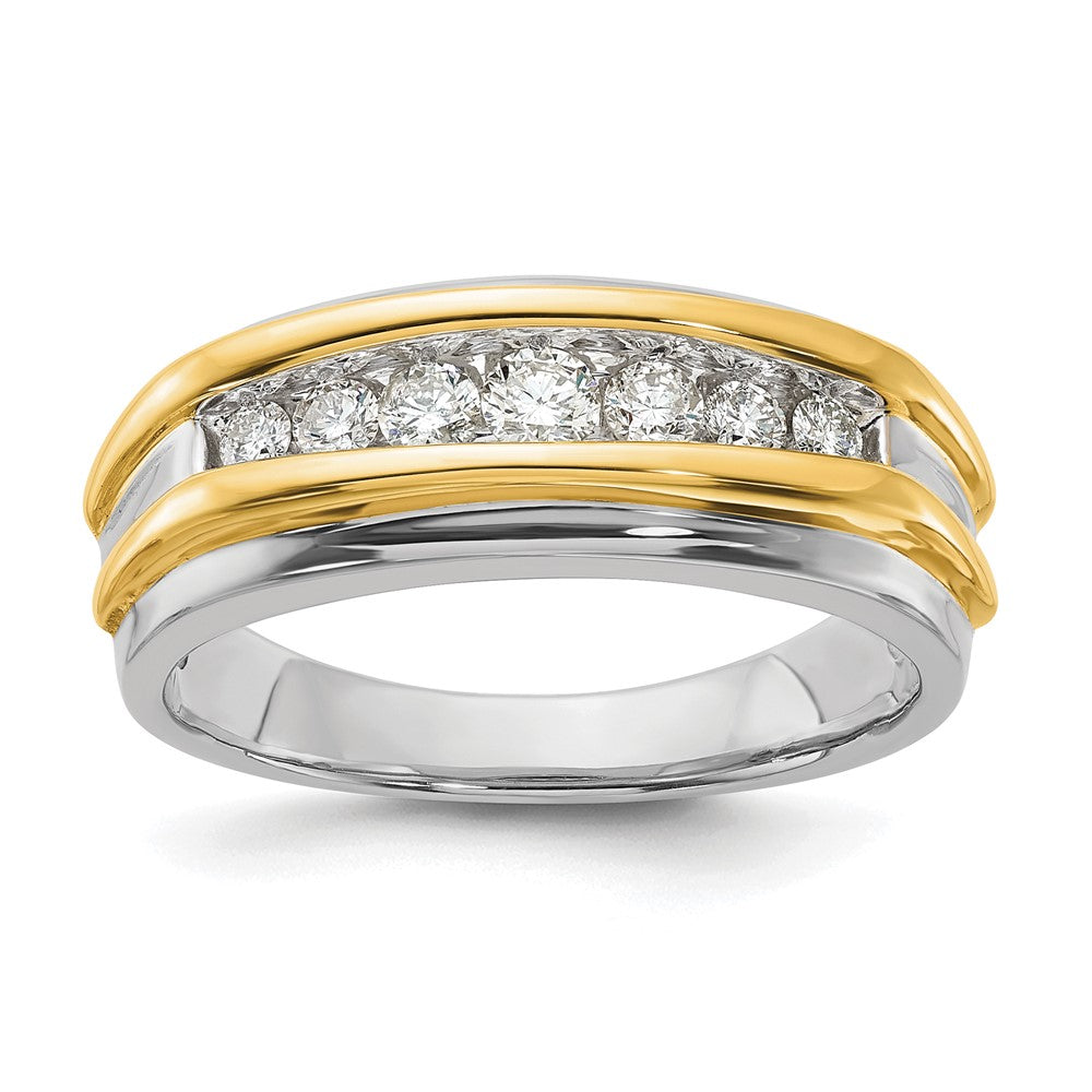 10K Bicolor Herrenring mit 0,5 ct. im Labor gezüchteten Diamanten VS/SI+ G+, Seven-Stone-Design