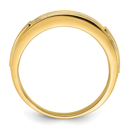 10K Gelbgold Herrenring mit 0,2 ct. Labordiamanten VS/SI+ G+, zweireihig, vollständig besetzt