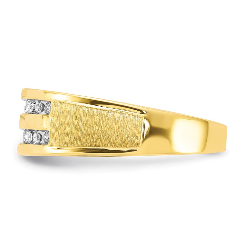 10K Gelbgold Herrenring mit 0,2 ct. Labordiamanten VS/SI+ G+, zweireihig, vollständig besetzt