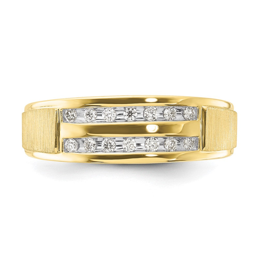 10K Gelbgold Herrenring mit 0,2 ct. Labordiamanten VS/SI+ G+, zweireihig, vollständig besetzt