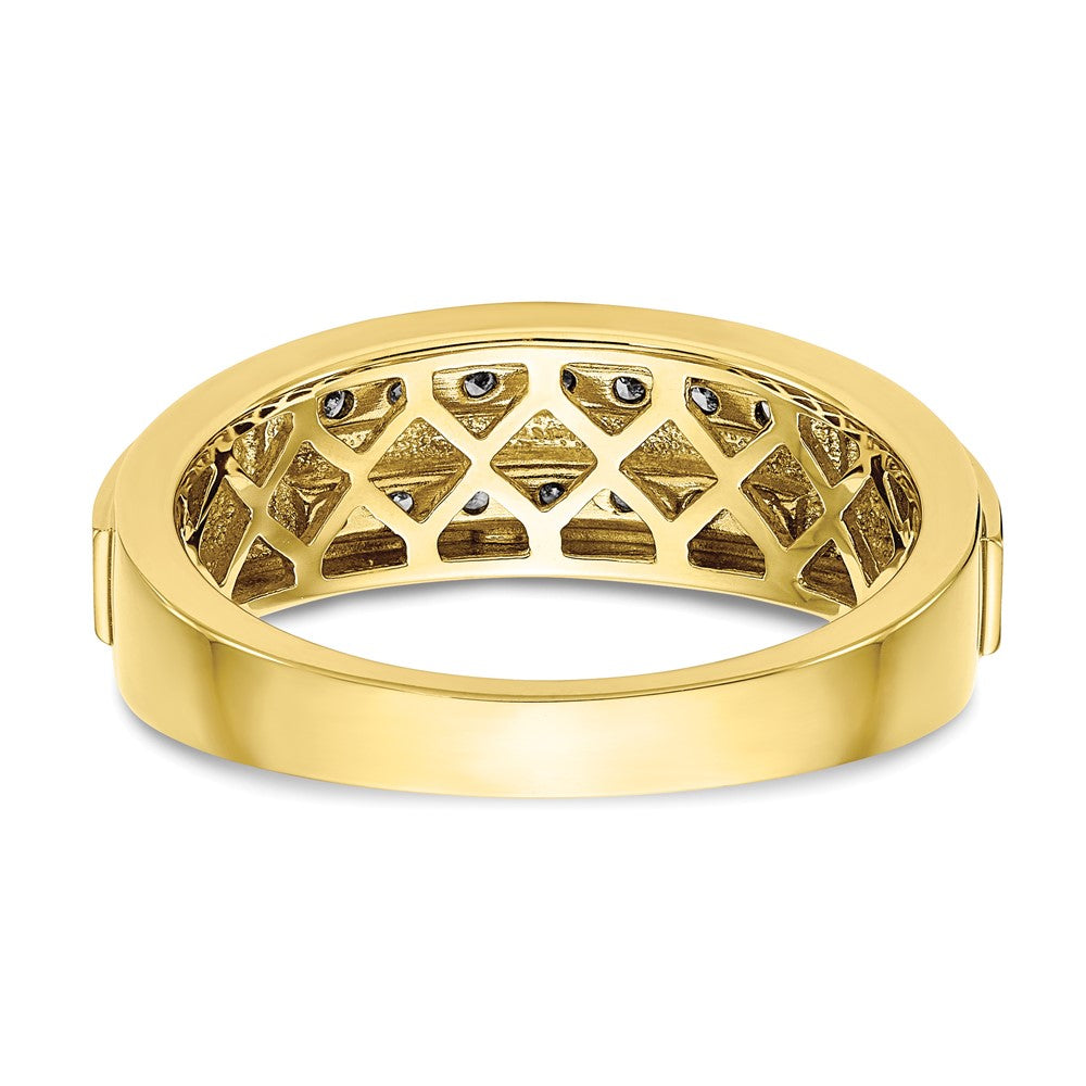 10K Gelbgold Herrenring mit 0,2 ct. Labordiamanten VS/SI+ G+, zweireihig, vollständig besetzt