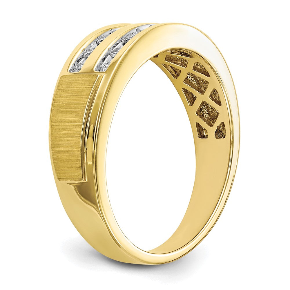 10K Gelbgold Herrenring mit 0,2 ct. Labordiamanten VS/SI+ G+, zweireihig, vollständig besetzt