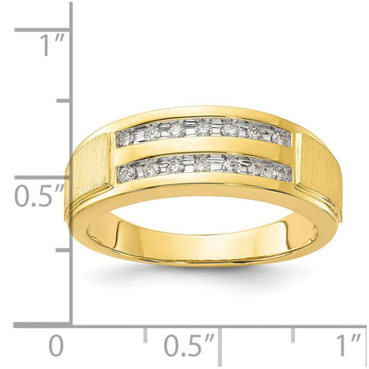 10K Gelbgold Herrenring mit 0,2 ct. Labordiamanten VS/SI+ G+, zweireihig, vollständig besetzt