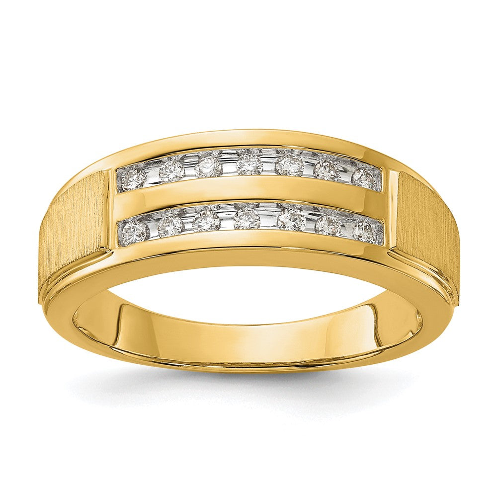 10K Gelbgold Herrenring mit 0,2 ct. Labordiamanten VS/SI+ G+, zweireihig, vollständig besetzt