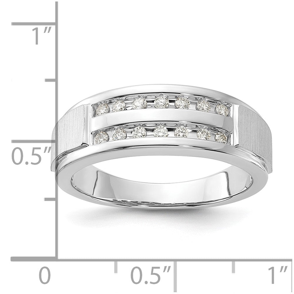 10K Weißgold Herrenring mit 0,2 ct. im Labor gezüchteten Diamanten VS/SI+ G+, komplett besetzt, doppelreihig