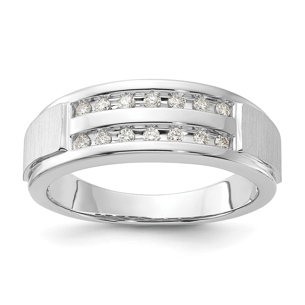 10K Weißgold Herrenring mit 0,2 ct. im Labor gezüchteten Diamanten VS/SI+ G+, komplett besetzt, doppelreihig