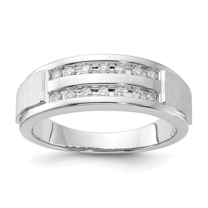 10K Weißgold Herrenring mit 0,2 ct. im Labor gezüchteten Diamanten VS/SI+ G+, komplett besetzt, doppelreihig