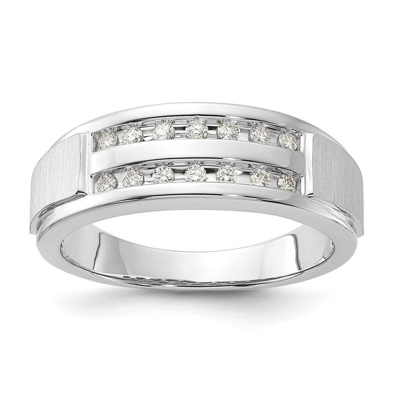 10K Weißgold Herrenring mit 0,2 ct. im Labor gezüchteten Diamanten VS/SI+ G+, komplett besetzt, doppelreihig