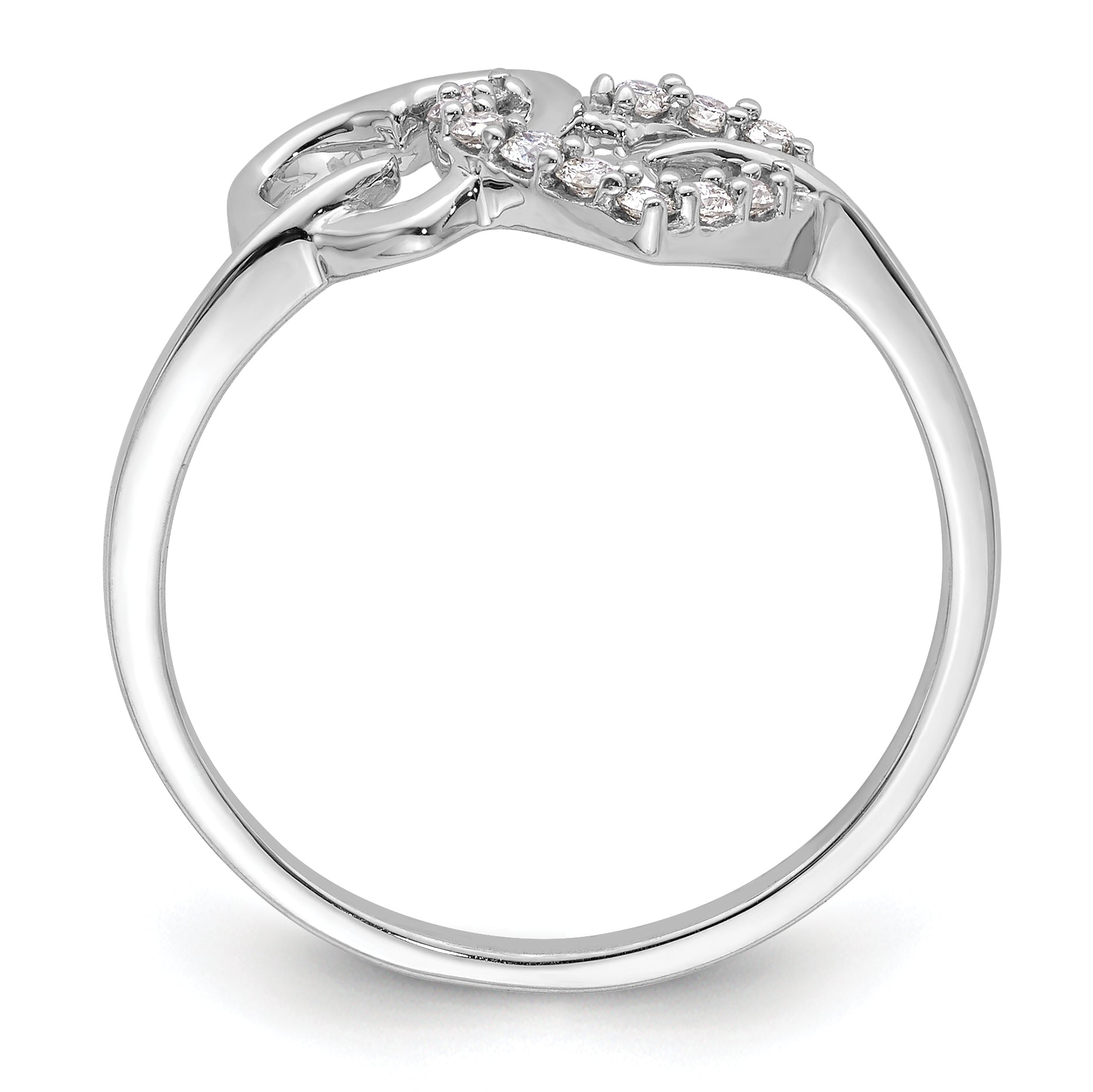 14K Weißgold Ring mit 0,125 ct. Labor-gewachsenem Diamanten VS/SI+ G+ Doppelherz