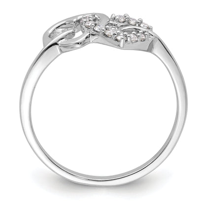 14K Weißgold Ring mit 0,125 ct. Labor-gewachsenem Diamanten VS/SI+ G+ Doppelherz