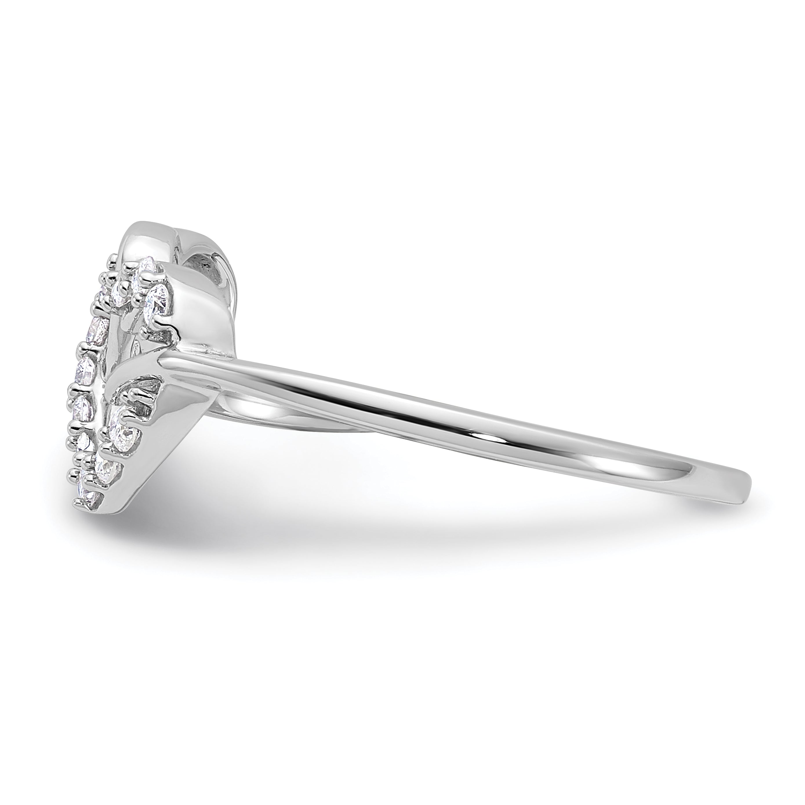 14K Weißgold Ring mit 0,125 ct. Labor-gewachsenem Diamanten VS/SI+ G+ Doppelherz