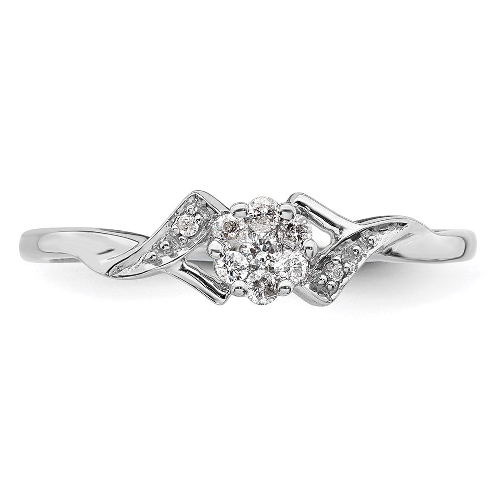 14K Weißgold Ring mit 0,125 ct. im Labor gezüchteten Diamanten, VS/SI+ G+, komplett besetzt, Fancy