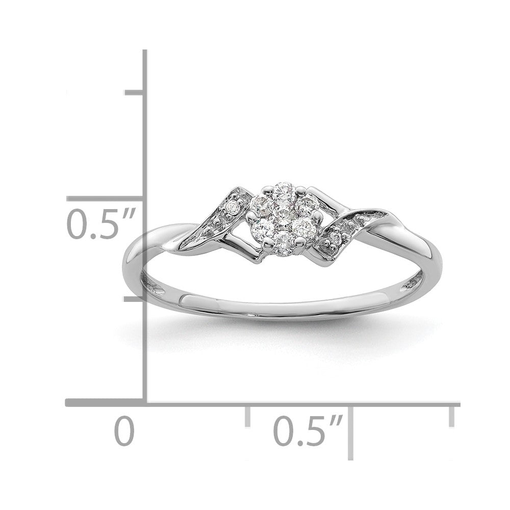14K Weißgold Ring mit 0,125 ct. im Labor gezüchteten Diamanten, VS/SI+ G+, komplett besetzt, Fancy