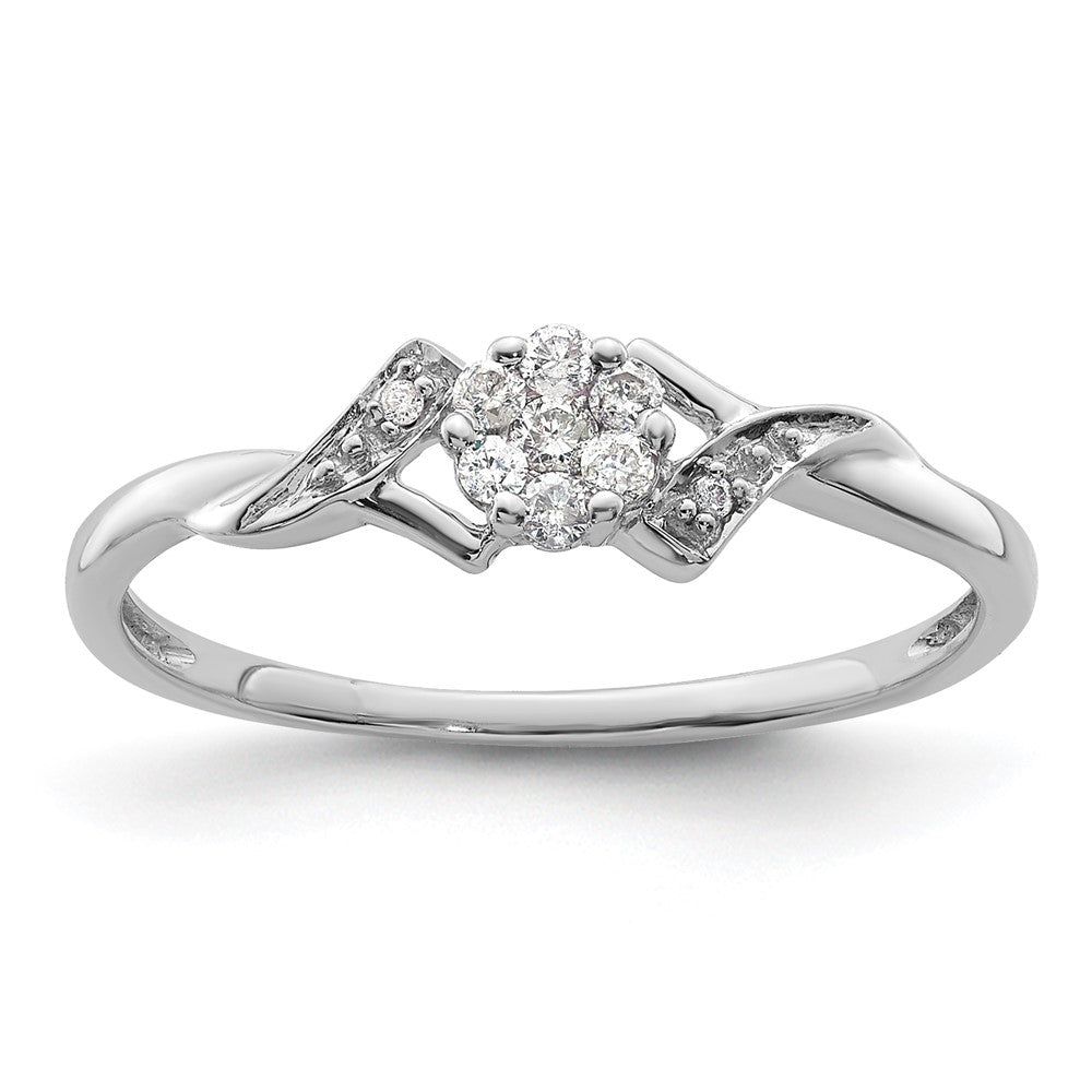 14K Weißgold Ring mit 0,125 ct. im Labor gezüchteten Diamanten, VS/SI+ G+, komplett besetzt, Fancy
