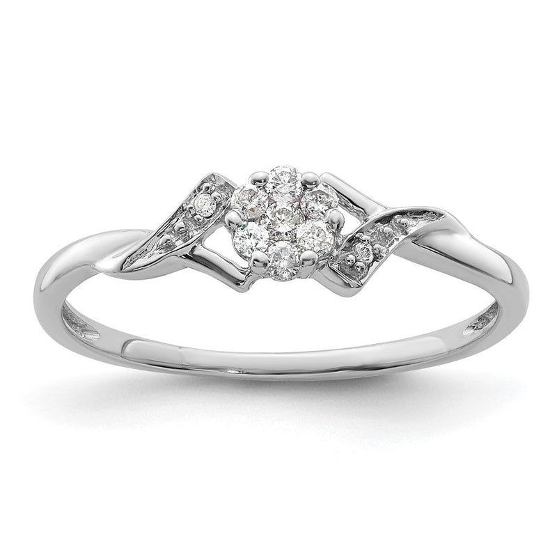 14K Weißgold Ring mit 0,125 ct. im Labor gezüchteten Diamanten, VS/SI+ G+, komplett besetzt, Fancy