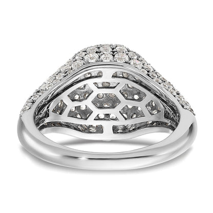 14K Weißgold Ring mit 2 0,38 ct. Laborgezüchteten Diamanten VS/SI+ G+, komplette Cluster-Fassung, Fashion