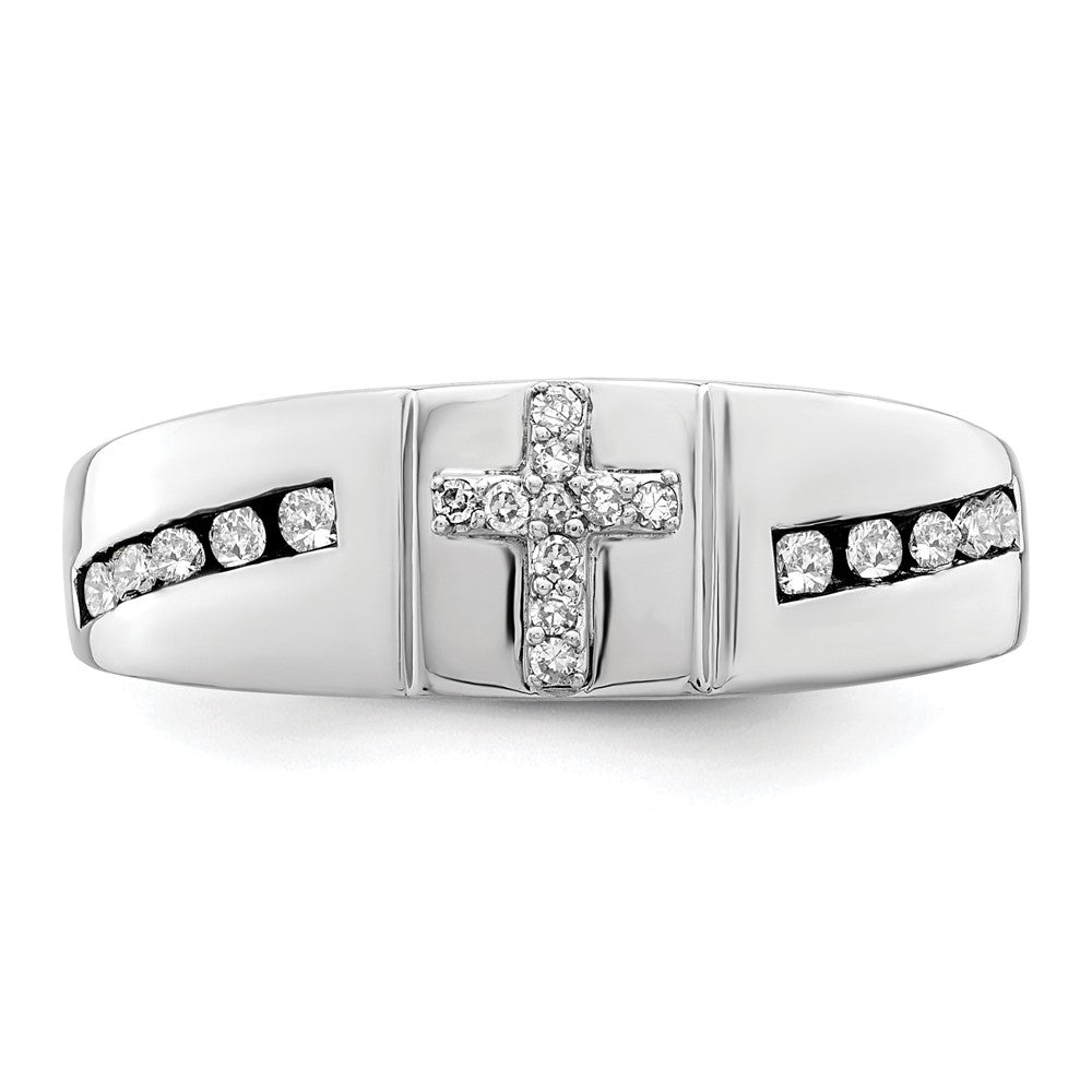 14K Weißgold Herrenring mit Kreuz, 0,25 ct. Laborgezüchteten Diamanten, VS/SI+ G+