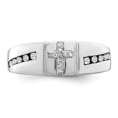 14K Weißgold Herrenring mit Kreuz, 0,25 ct. Laborgezüchteten Diamanten, VS/SI+ G+