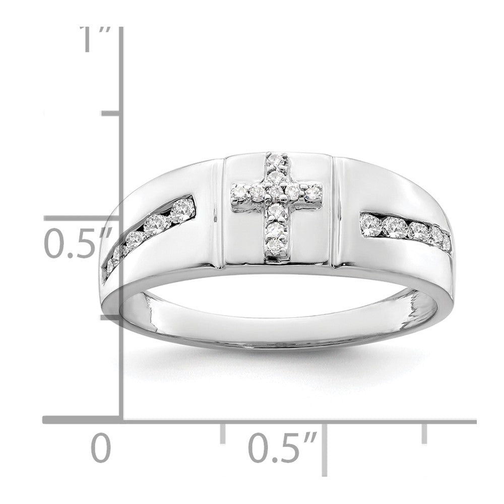 14K Weißgold Herrenring mit Kreuz, 0,25 ct. Laborgezüchteten Diamanten, VS/SI+ G+