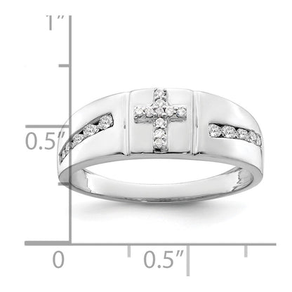 14K Weißgold Herrenring mit Kreuz, 0,25 ct. Laborgezüchteten Diamanten, VS/SI+ G+