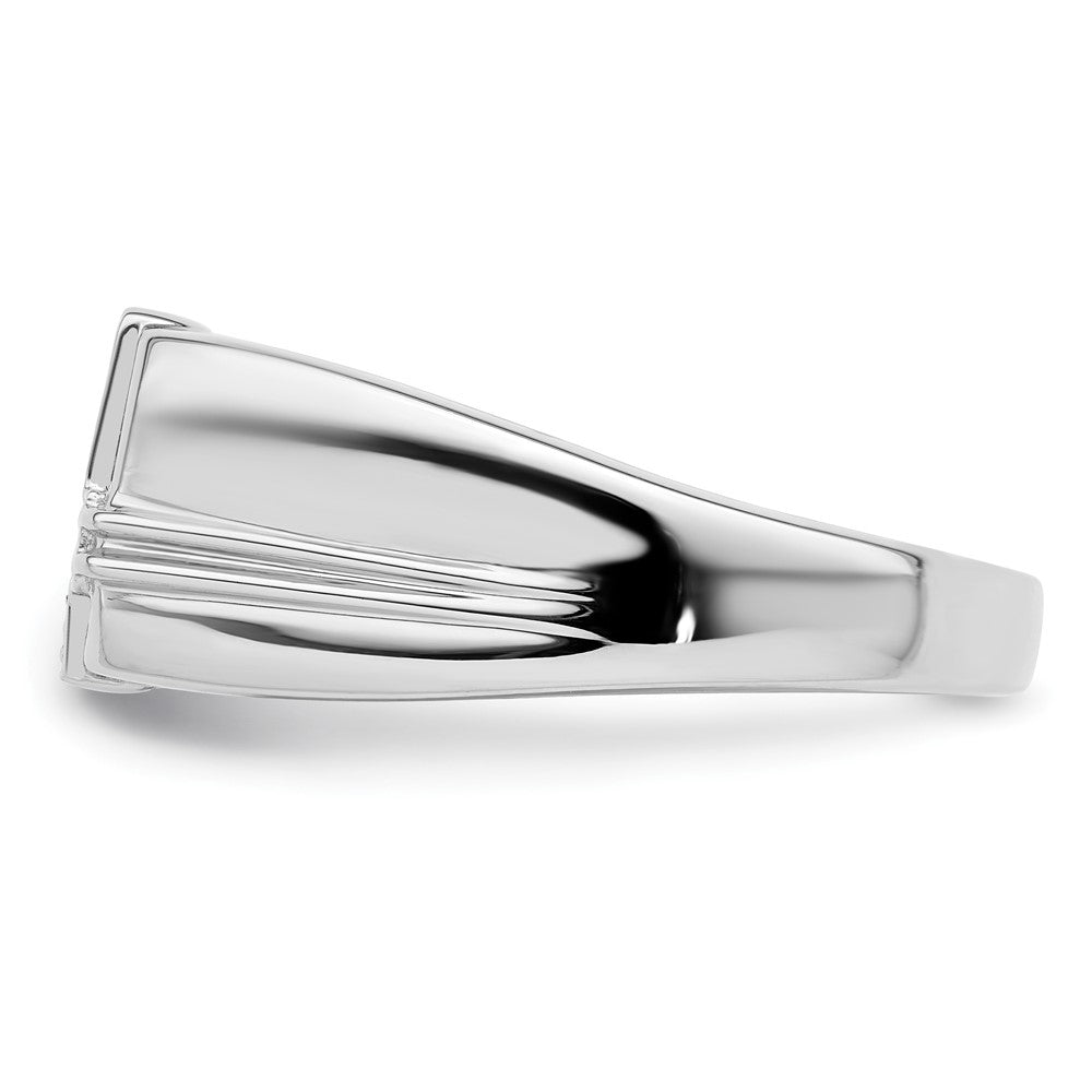 14K Weißgold Ring mit 0,05 ct. Laborgezüchtetem Diamant VS/SI+ G+ und Onyx-Kreuz für Herren