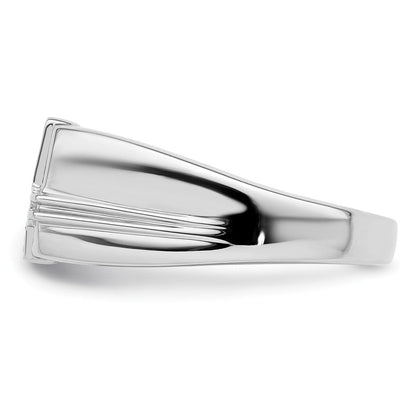 14K Weißgold Ring mit 0,05 ct. Laborgezüchtetem Diamant VS/SI+ G+ und Onyx-Kreuz für Herren