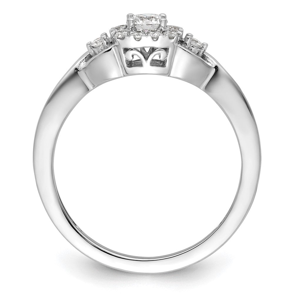 14K Weißgold Verlobungsring mit 0,33 ct. im Rundschliff, gezüchteten Diamanten VS/SI+ G+ und Bypass-Fassung
