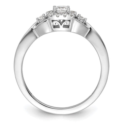 14K Weißgold Verlobungsring mit 0,33 ct. im Rundschliff, gezüchteten Diamanten VS/SI+ G+ und Bypass-Fassung