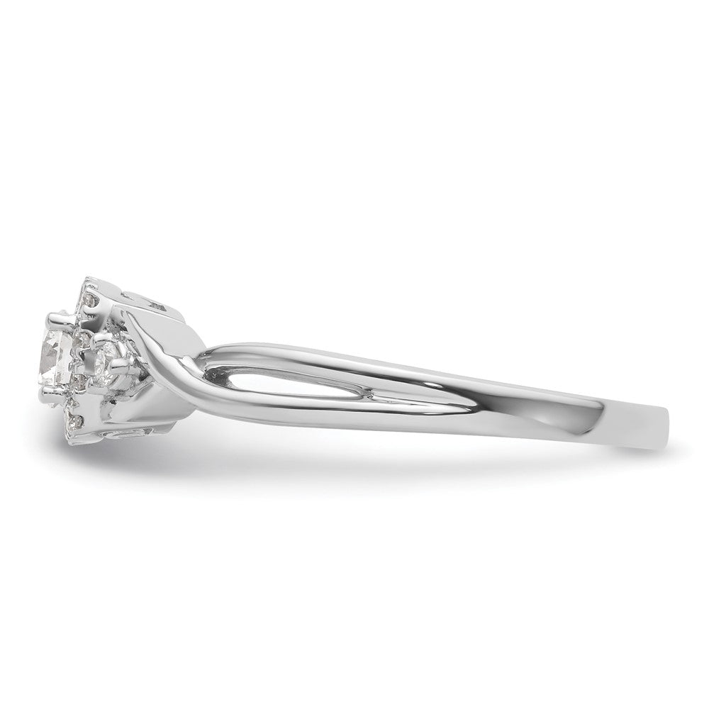 14K Weißgold Verlobungsring mit 0,33 ct. im Rundschliff, gezüchteten Diamanten VS/SI+ G+ und Bypass-Fassung