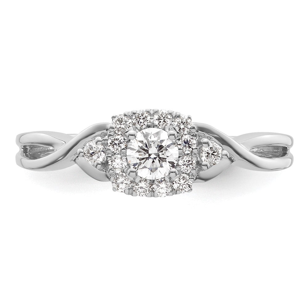 14K Weißgold Verlobungsring mit 0,33 ct. im Rundschliff, gezüchteten Diamanten VS/SI+ G+ und Bypass-Fassung