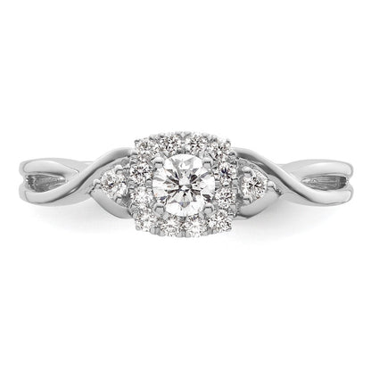 14K Weißgold Verlobungsring mit 0,33 ct. im Rundschliff, gezüchteten Diamanten VS/SI+ G+ und Bypass-Fassung