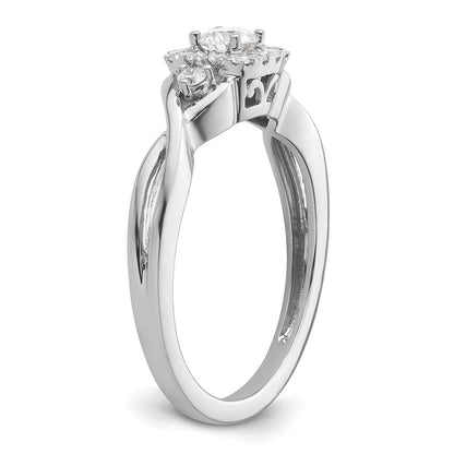 14K Weißgold Verlobungsring mit 0,33 ct. im Rundschliff, gezüchteten Diamanten VS/SI+ G+ und Bypass-Fassung