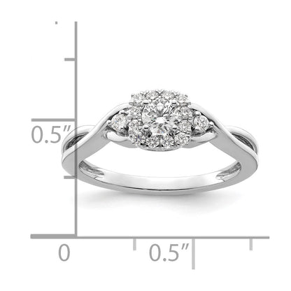14K Weißgold Verlobungsring mit 0,33 ct. im Rundschliff, gezüchteten Diamanten VS/SI+ G+ und Bypass-Fassung