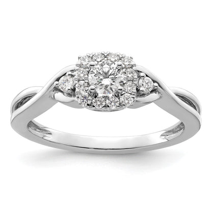 14K Weißgold Verlobungsring mit 0,33 ct. im Rundschliff, gezüchteten Diamanten VS/SI+ G+ und Bypass-Fassung