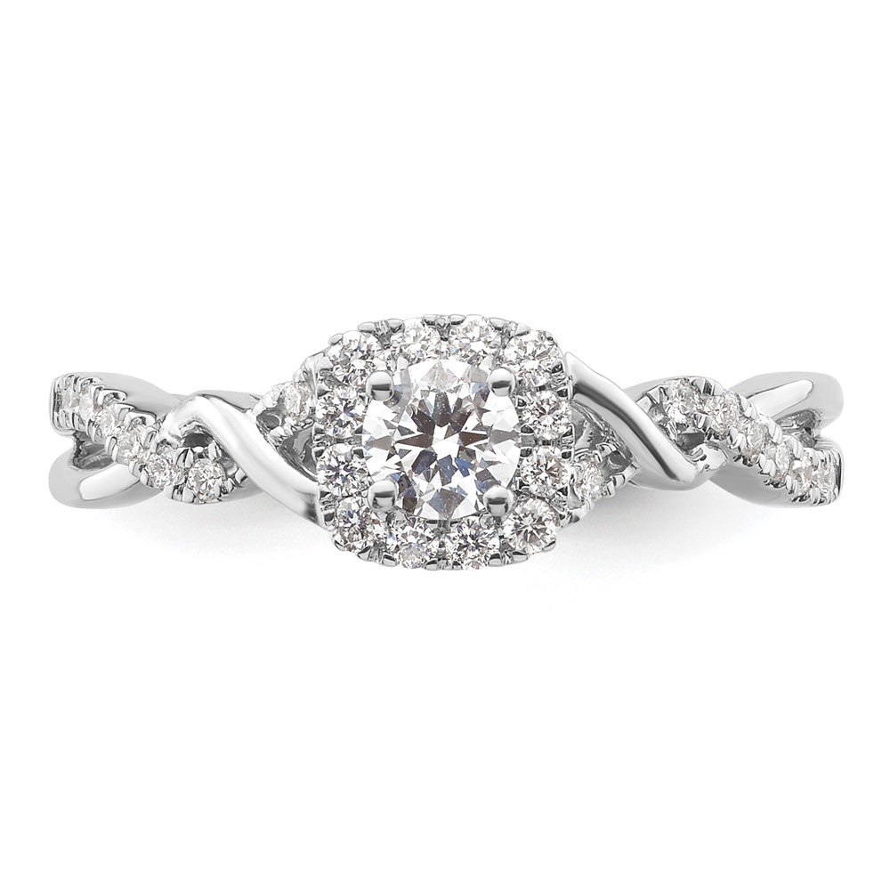 14K Weißgold Bypass-Verlobungsring mit 0,5 ct. laborgezüchtetem Diamant im Rundschliff, VS/SI+ G+