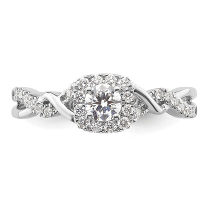 14K Weißgold Bypass-Verlobungsring mit 0,5 ct. laborgezüchtetem Diamant im Rundschliff, VS/SI+ G+