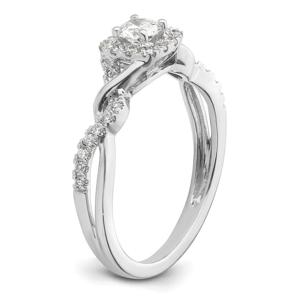 14K Weißgold Bypass-Verlobungsring mit 0,5 ct. laborgezüchtetem Diamant im Rundschliff, VS/SI+ G+