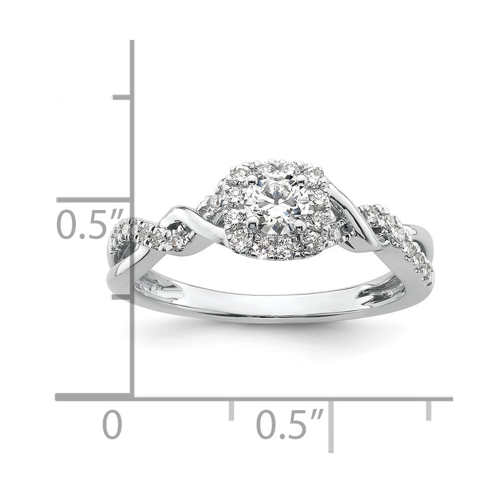 14K Weißgold Bypass-Verlobungsring mit 0,5 ct. laborgezüchtetem Diamant im Rundschliff, VS/SI+ G+