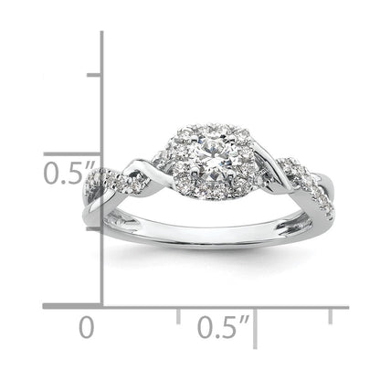 14K Weißgold Bypass-Verlobungsring mit 0,5 ct. laborgezüchtetem Diamant im Rundschliff, VS/SI+ G+