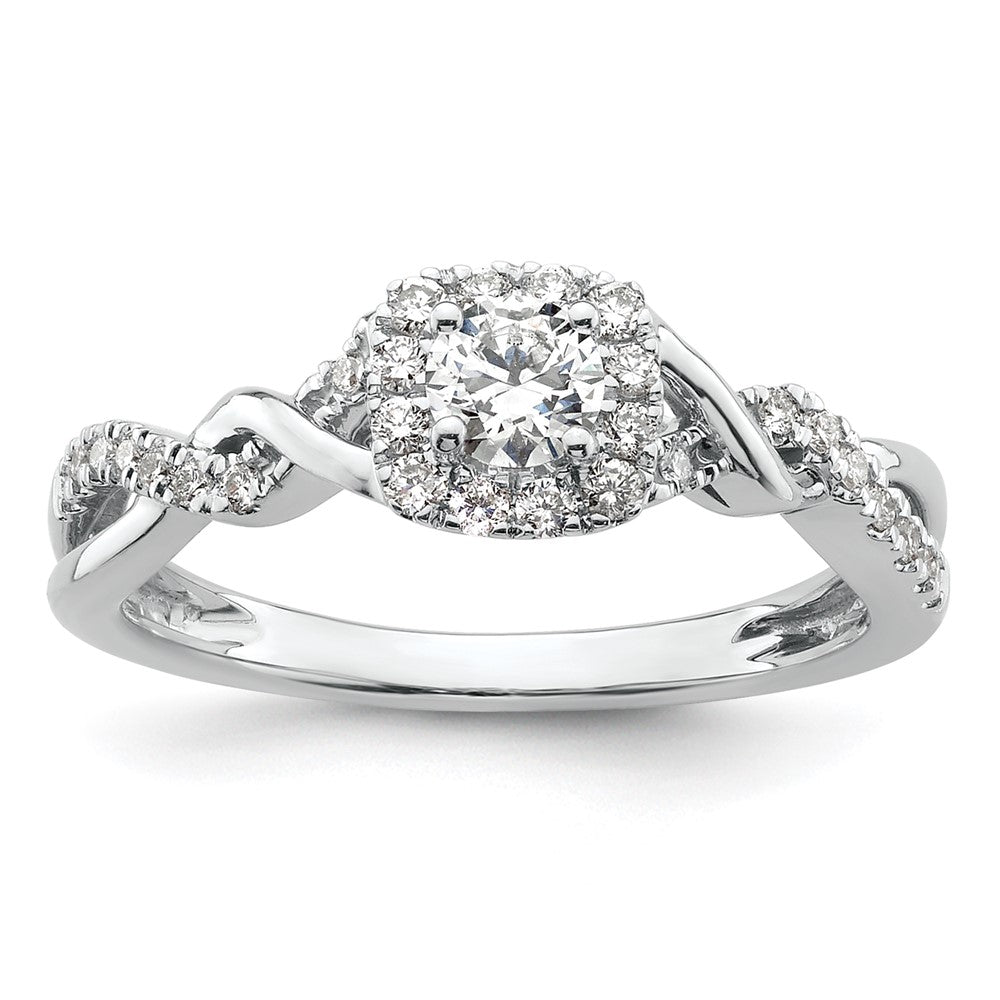 14K Weißgold Bypass-Verlobungsring mit 0,5 ct. laborgezüchtetem Diamant im Rundschliff, VS/SI+ G+