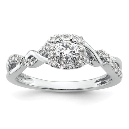 14K Weißgold Bypass-Verlobungsring mit 0,5 ct. laborgezüchtetem Diamant im Rundschliff, VS/SI+ G+