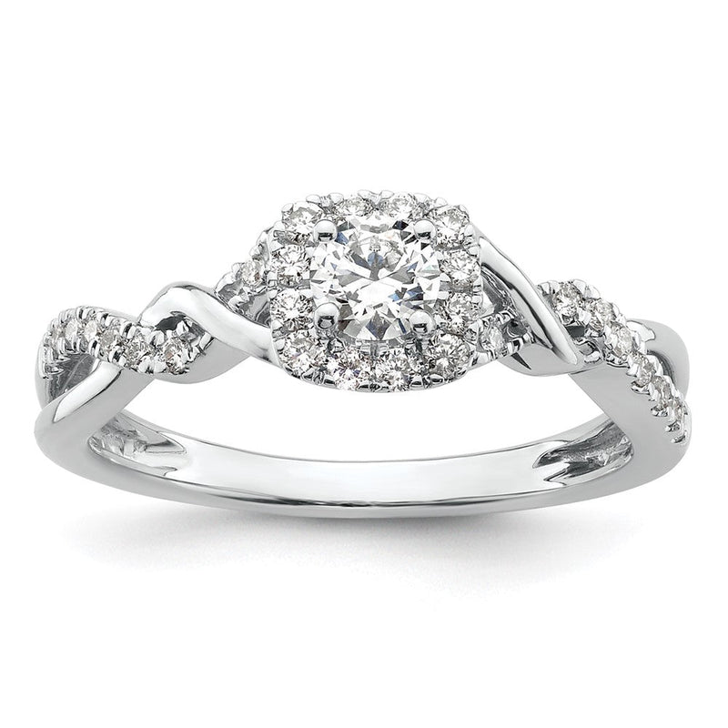 14K Weißgold Bypass-Verlobungsring mit 0,5 ct. laborgezüchtetem Diamant im Rundschliff, VS/SI+ G+