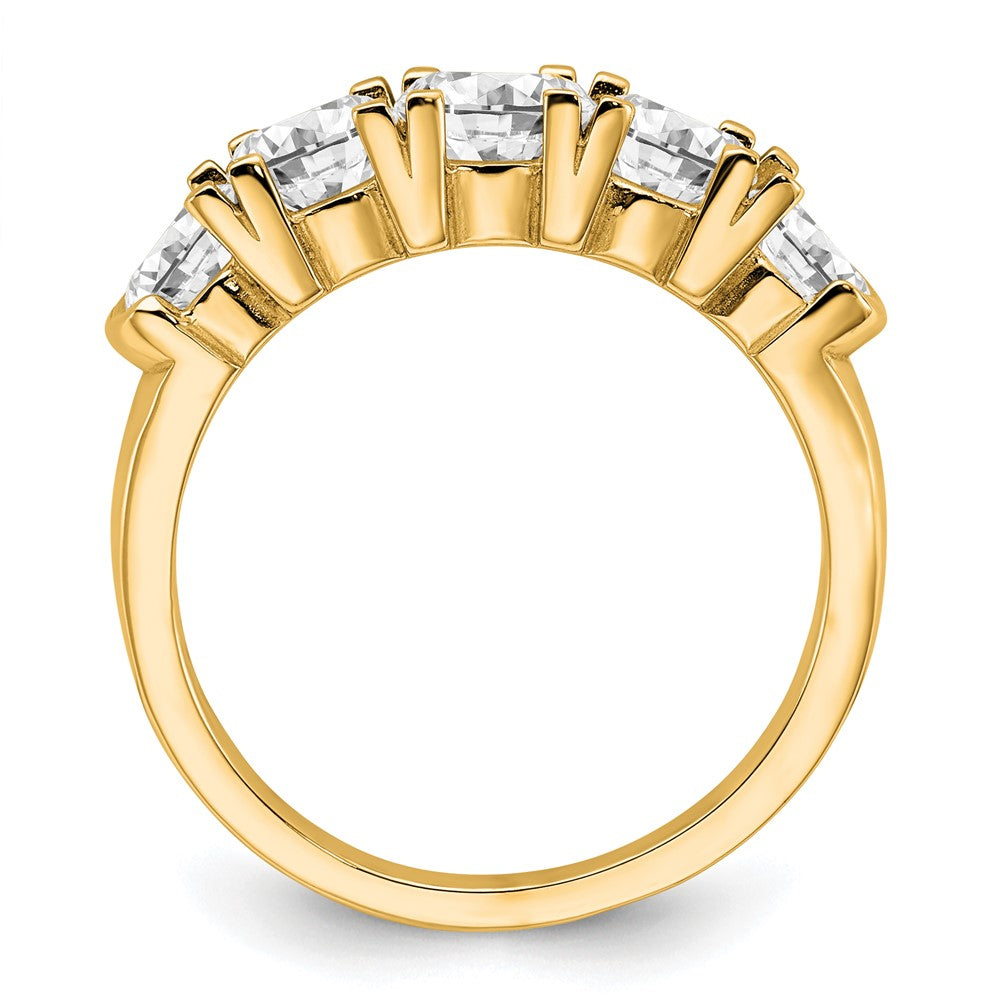 14K Gelbgold 1 3/4 Karat Im Labor Gezüchtet Diamant Vs/si+ G+ Five Stein Komplett Ring