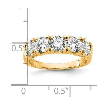 14K Gelbgold 1 3/4 Karat Im Labor Gezüchtet Diamant Vs/si+ G+ Five Stein Komplett Ring
