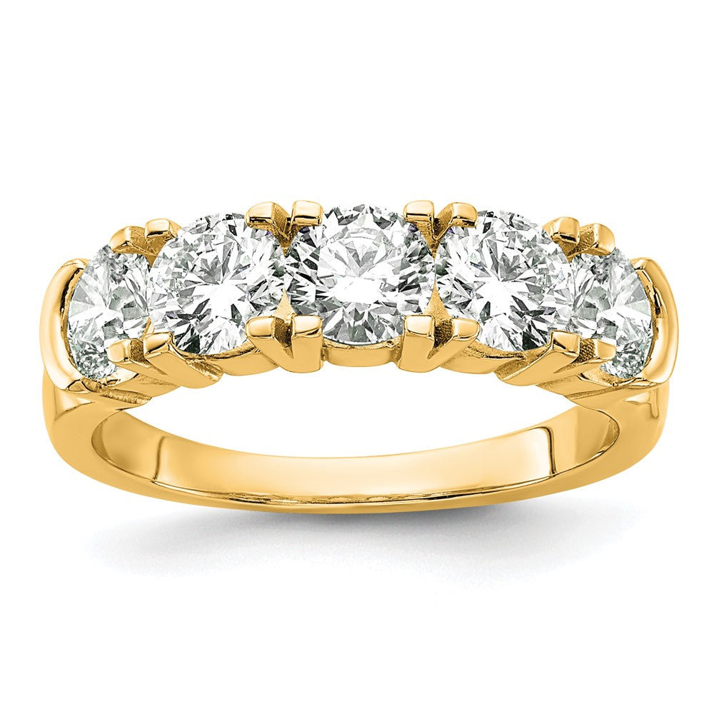 14K Gelbgold 1 3/4 Karat Im Labor Gezüchtet Diamant Vs/si+ G+ Five Stein Komplett Ring
