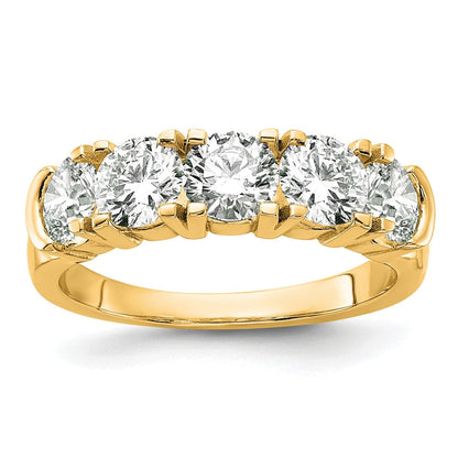 14K Gelbgold 1 3/4 Karat Im Labor Gezüchtet Diamant Vs/si+ G+ Five Stein Komplett Ring