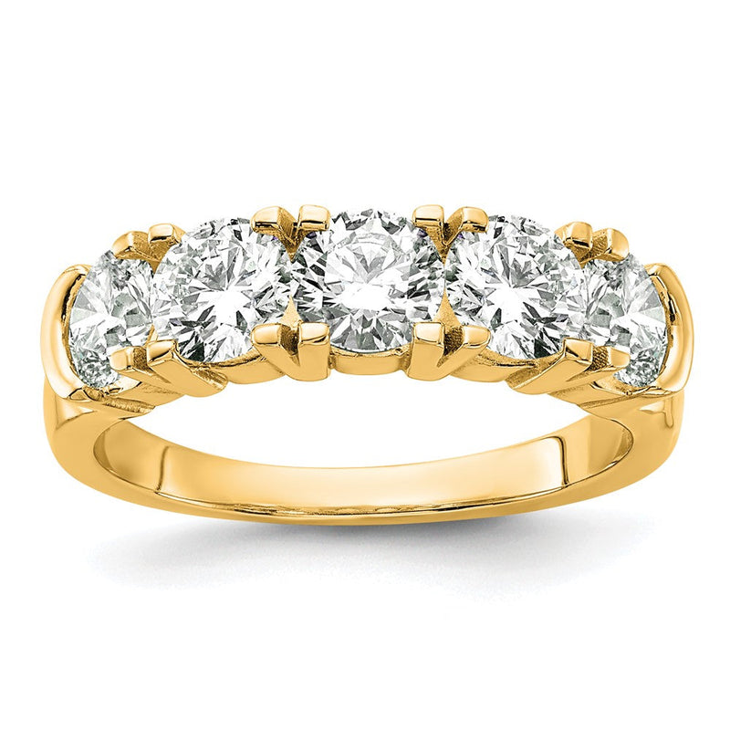 14K Gelbgold 1 3/4 Karat Im Labor Gezüchtet Diamant Vs/si+ G+ Five Stein Komplett Ring