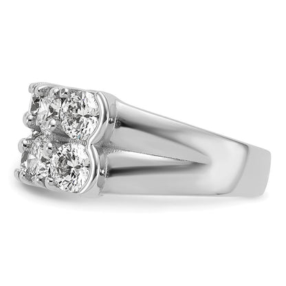 14K Weißgold Zehn-Stein-Ring mit doppelter Reihe, 3,375 ct. im Labor gezüchteten Diamanten VS/SI+ G+