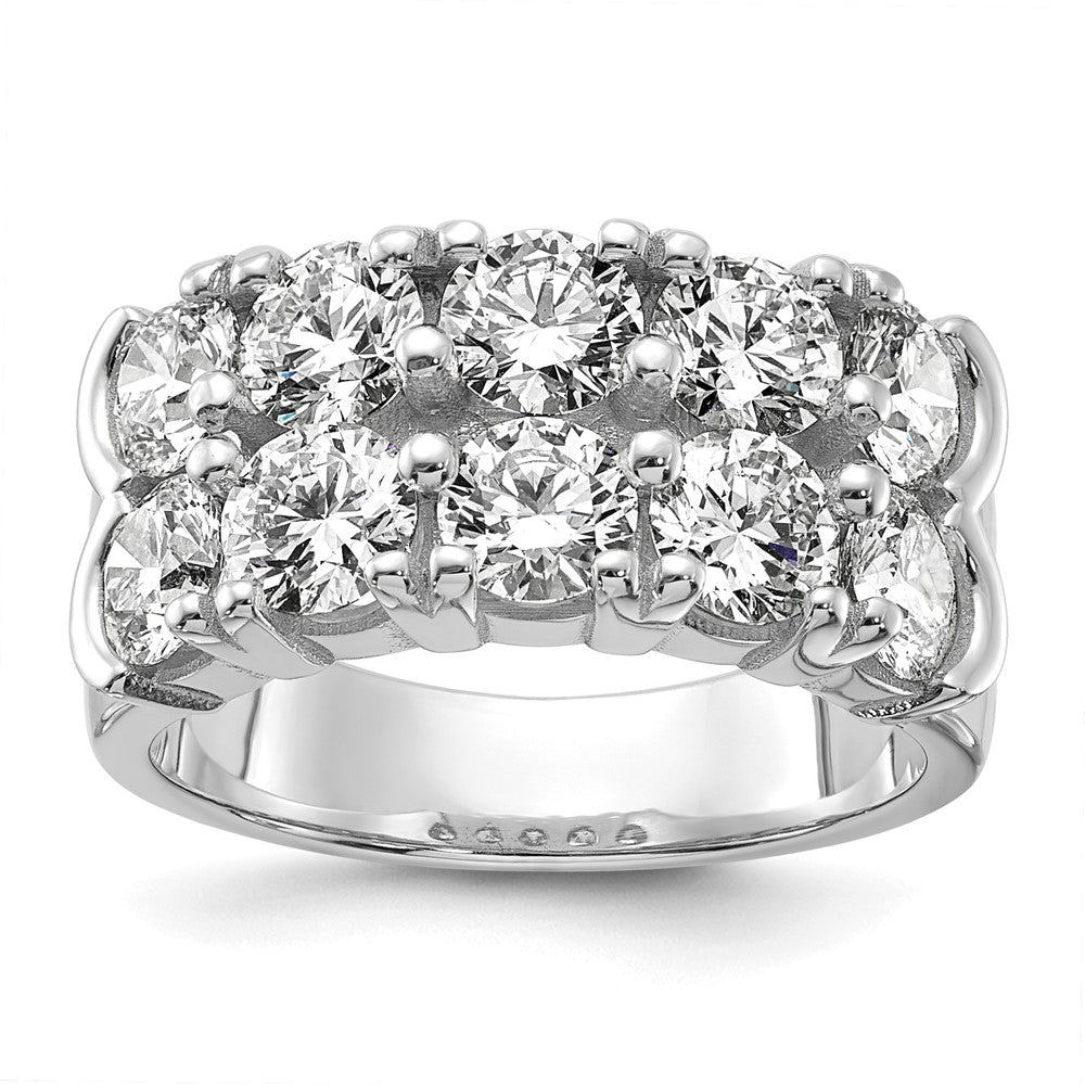 14K Weißgold Zehn-Stein-Ring mit doppelter Reihe, 3,375 ct. im Labor gezüchteten Diamanten VS/SI+ G+